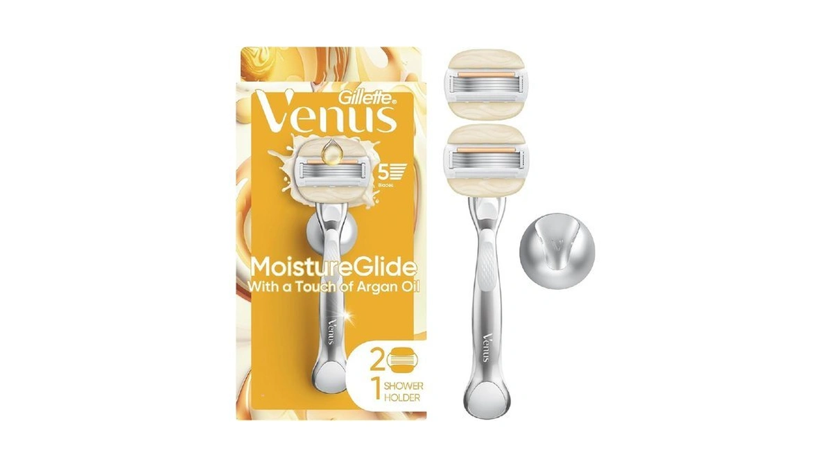 Venus Moistureglide Women's Razor, Reusable Handle, 2 Razor Blade Refills