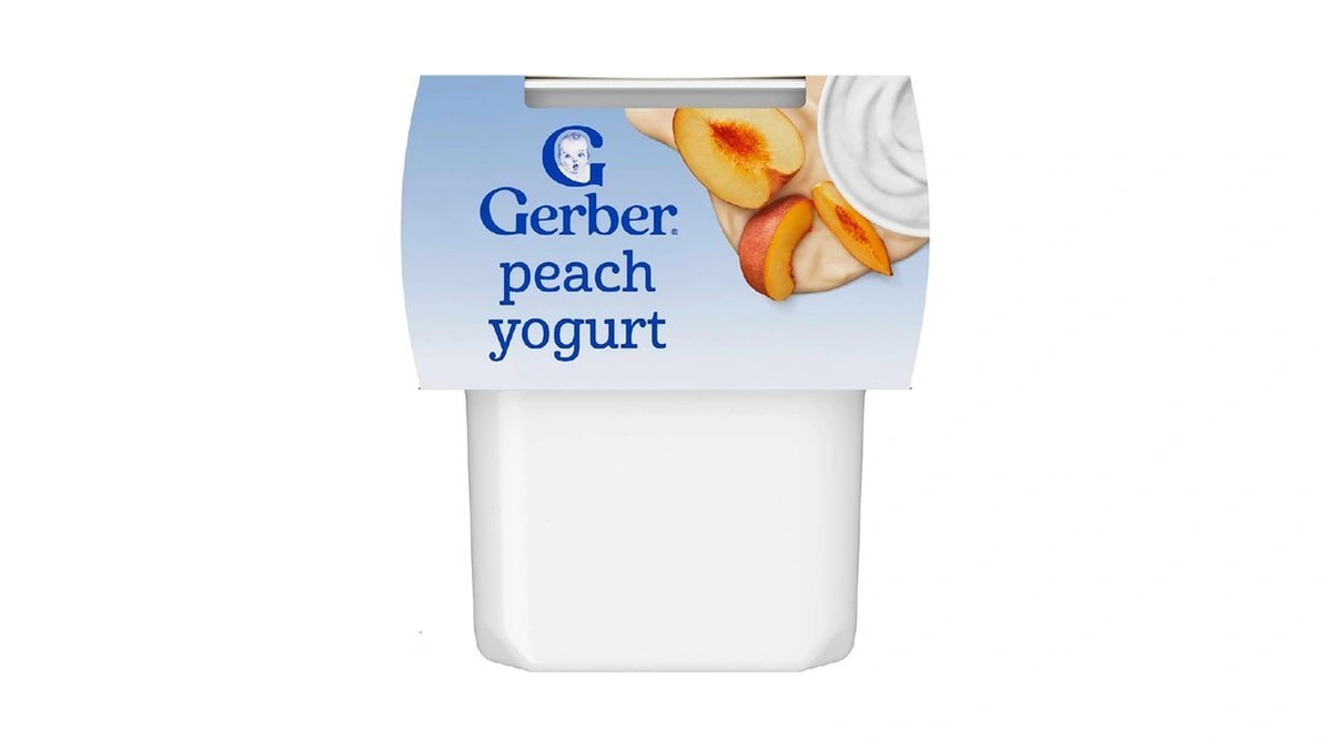 Gerber Stage 2 Baby Food, Peach Yogurt Tubs, Calcium Helps