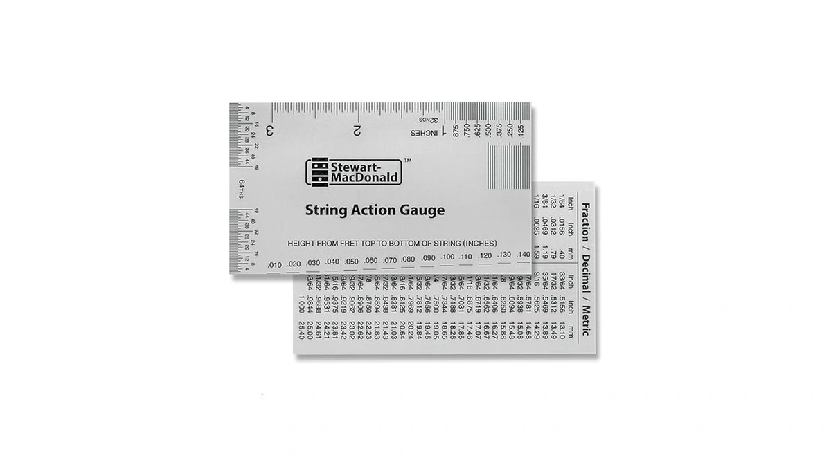 Stewmac String Action Gauge And Ruler, Inches, Stainless Steel -