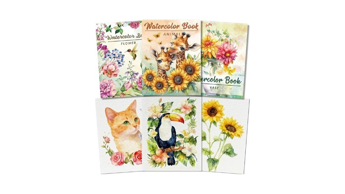 Kalysky 8.5 * 11" Watercolor Workbook,3 Watercolor Coloring Books For