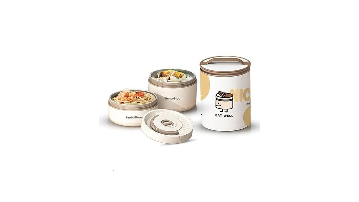 Bentobloom Bento Box Adult — Round Stackable Lunch Box For