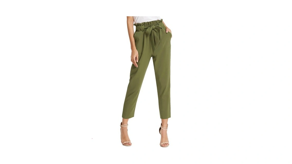 Grace Karin Women's Simple Solid Ruffle Tie Waist Pants With