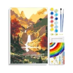 Paint By Numbers Kit For Adults With Frame,mountain Waterfall Paint