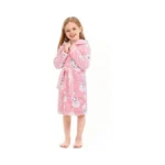Xinne Girls Soft Fleece Robes Plush Hooded Bathrobes Sleepwear For