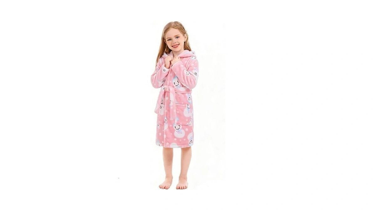 Xinne Girls Soft Fleece Robes Plush Hooded Bathrobes Sleepwear For