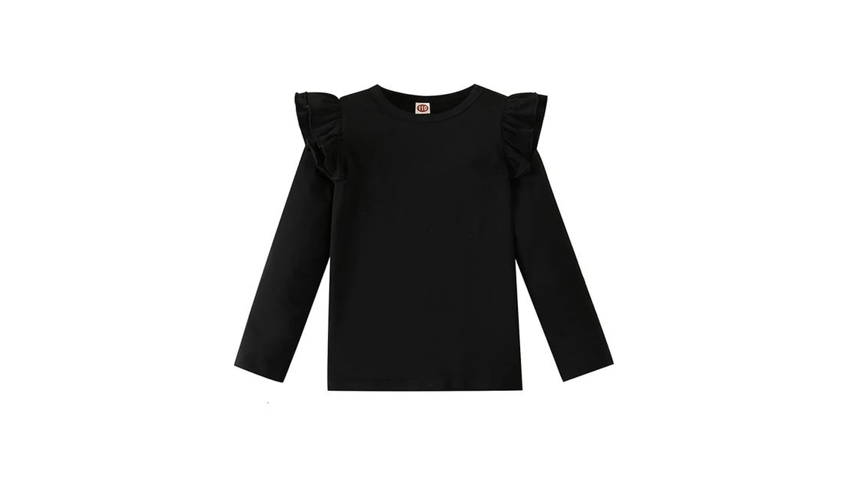 12m-7y Toddler Baby Girls Ruffle Round Neck Blouse Kids Girl