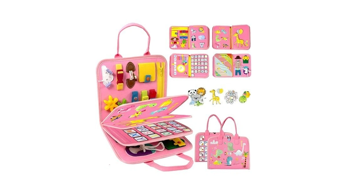 Qizfun Toddler Busy Board Montessori Toys – Sensory Busy Book,