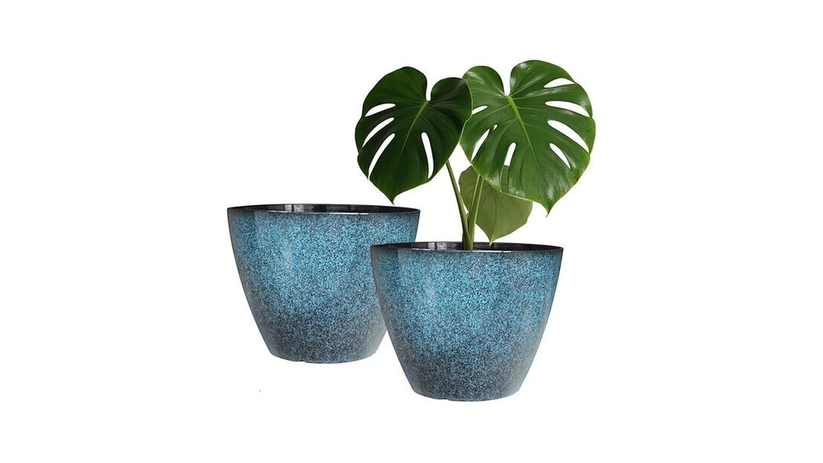 Vanslogreen Plant Pots Set Of 2, 8 Inch Plastic Planters