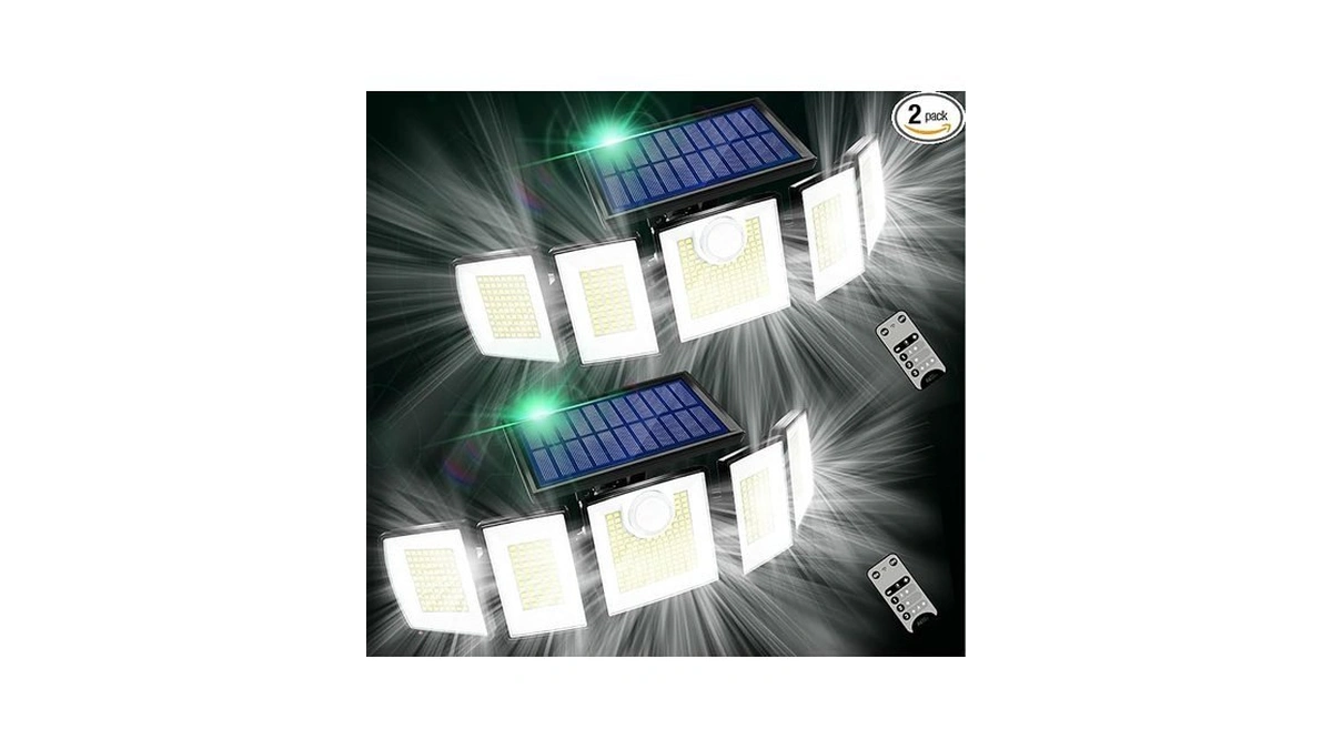 Solar Lights Outdoor Waterproof Motion Sensor - 3000 Lumens 5-head