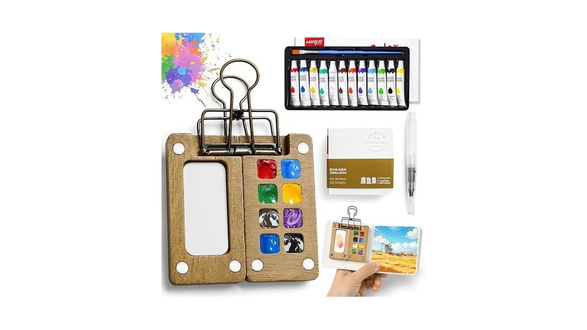 Mini Watercolor Paint Set, Portable Watercolor Paint Travel Set, 12