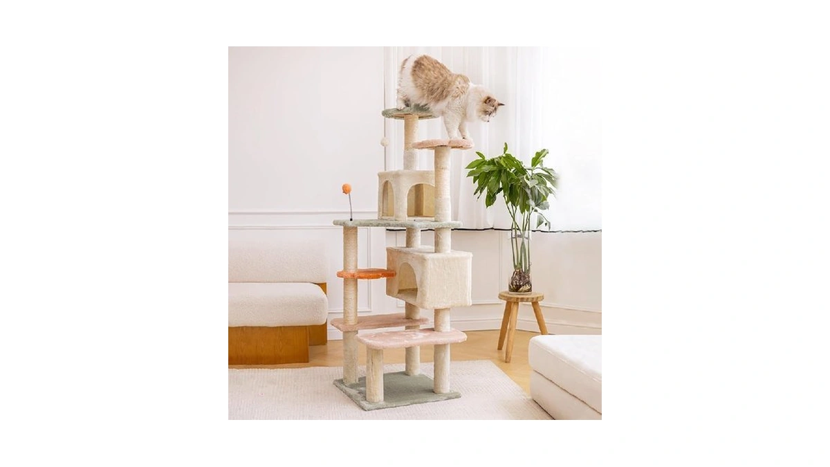 Hyabi 59 Inch Flower Cat Tree Tower - Multi-level Cat