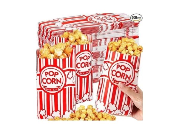 500pcs Paper Popcorn Bags For Party, 1 Oz Small Vintage