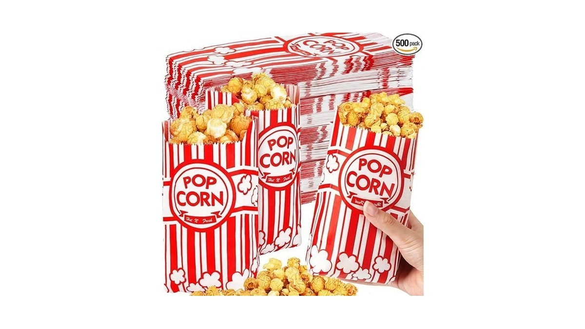 500pcs Paper Popcorn Bags For Party, 1 Oz Small Vintage