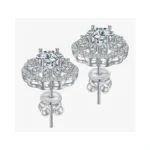 Stud Earrings Moissanite Sunflower S925 Sterling Silver D Color Vvs1