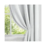 Homeideas Greyish White Pom Pom Blackout Curtains 52 X 96