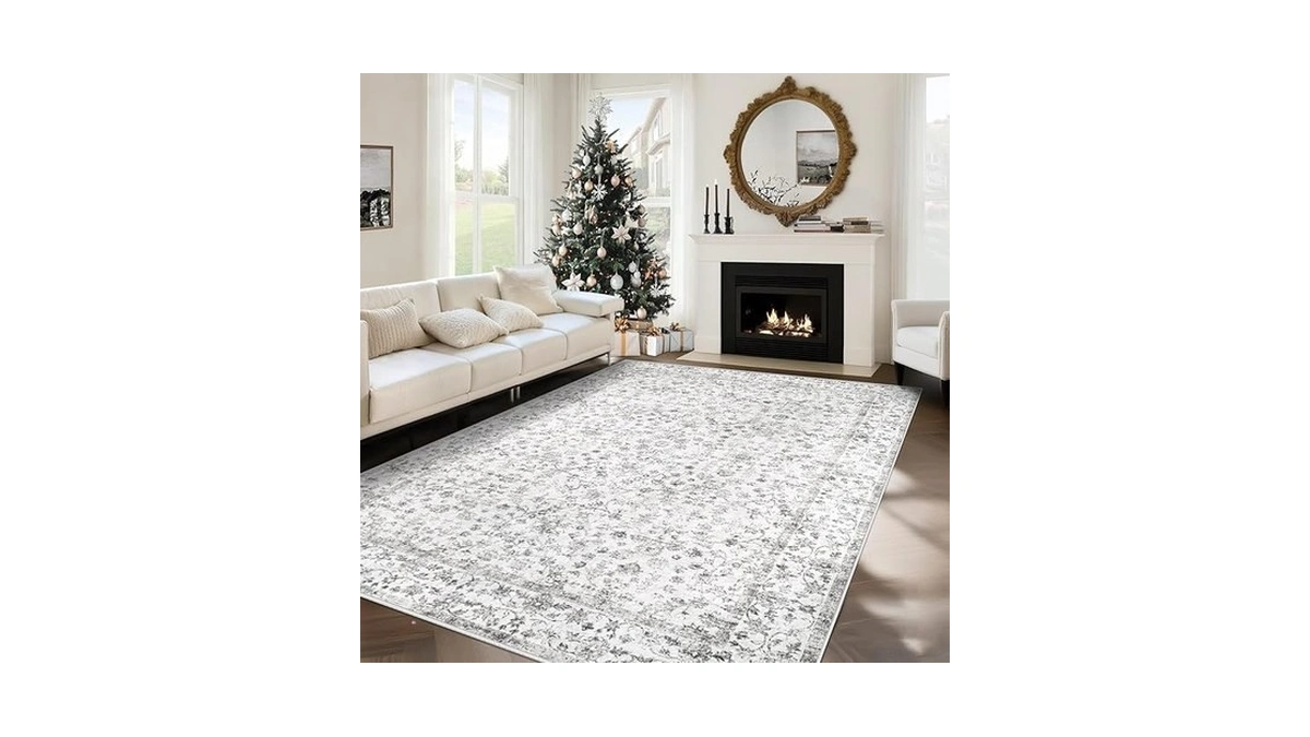 Area Rugs 5x7 Living Room Rug, Washable Vintage Boho Floral