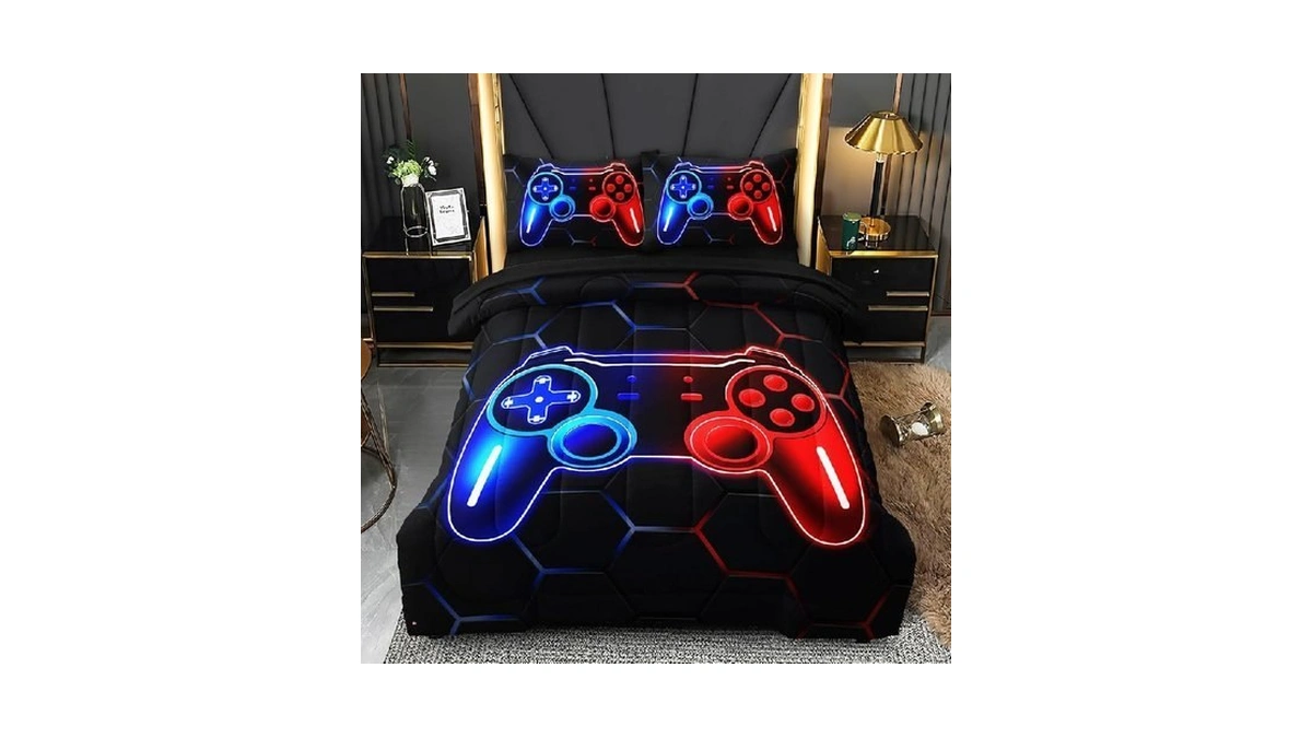 Hicand 5 Pcs Full Size Bedding Set, Gaming Comforter Set