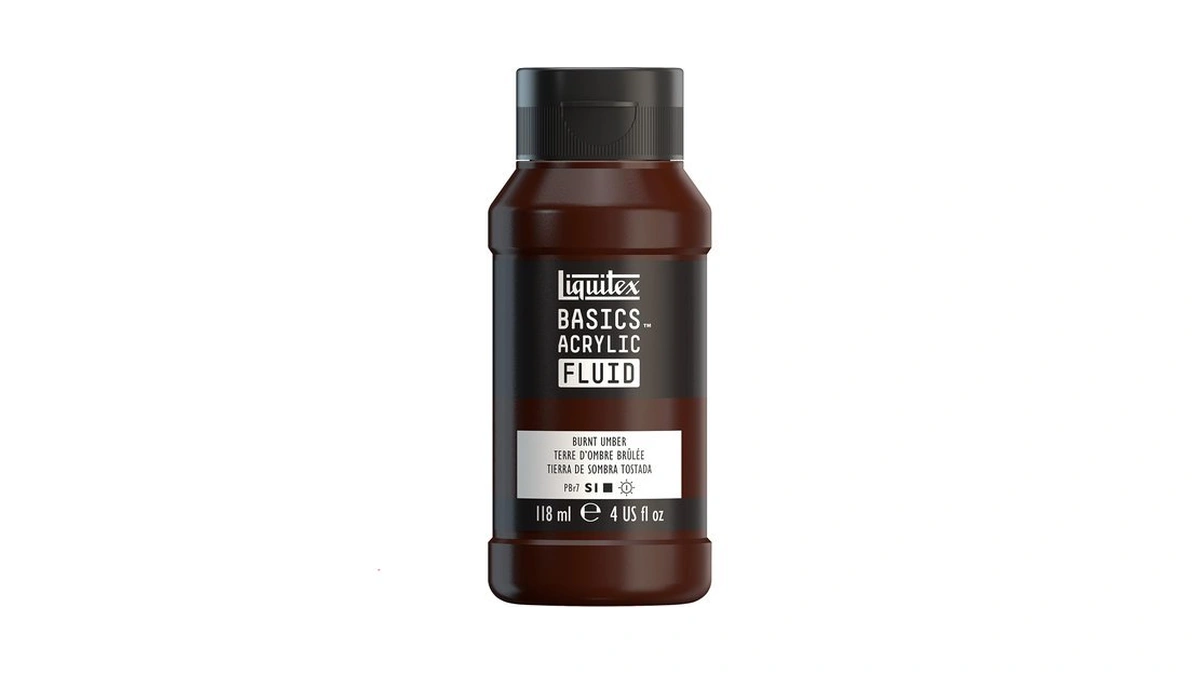 Liquitex Basics Acrylic Fluid Paint, 118ml (4-oz) Bottle, Burnt Umber