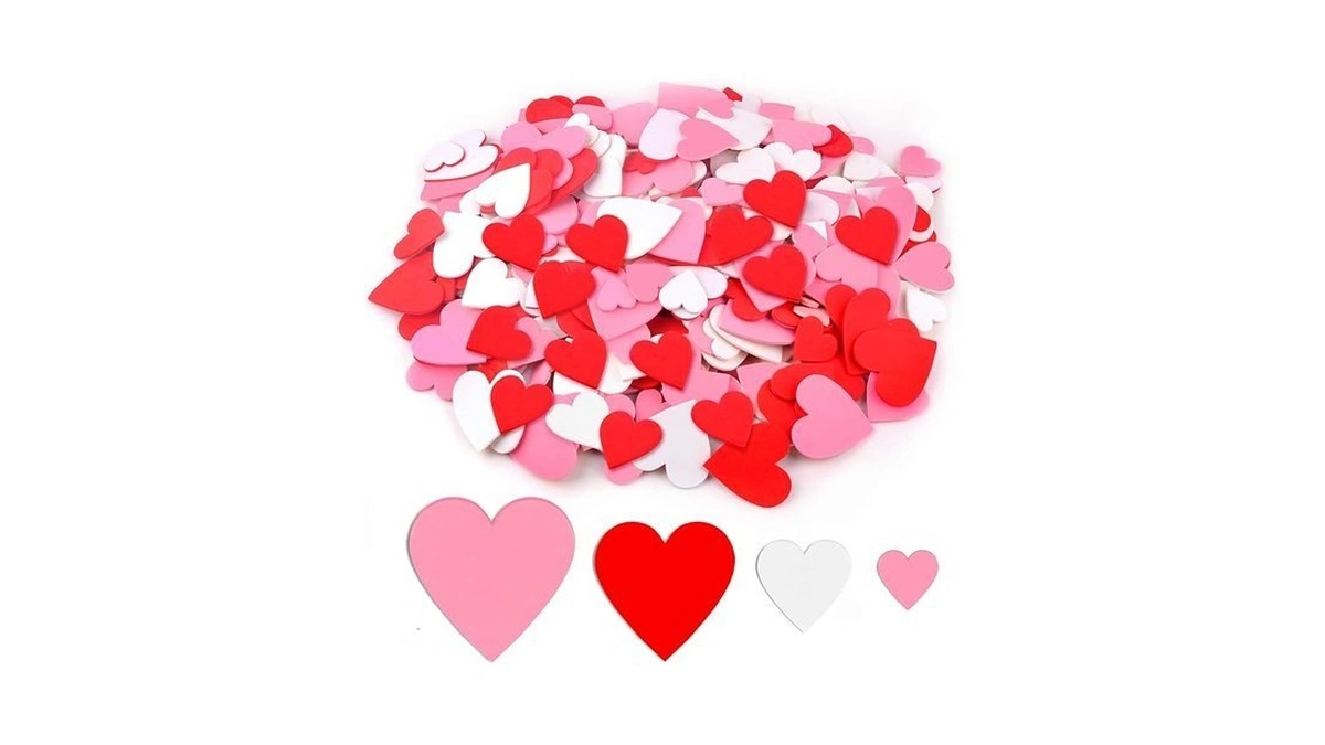 600 Pieces Foam Heart Stickers Valentine's Day Wedding Foam Craft