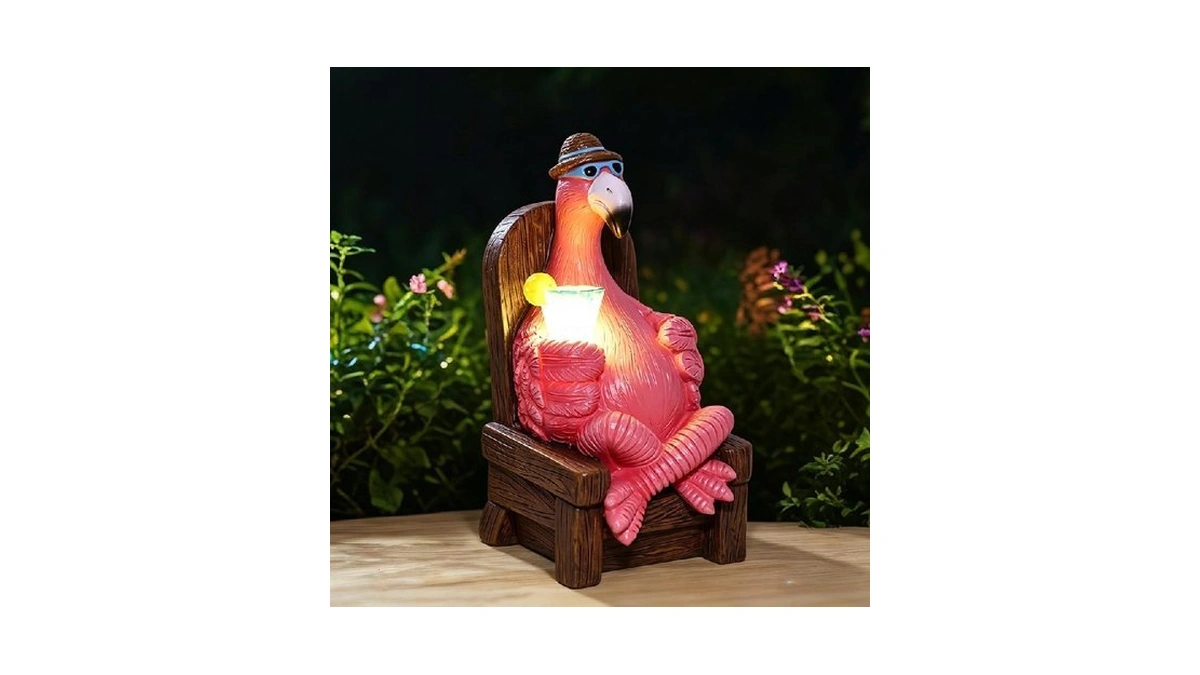 Tiejiajiang Solar Flamingo Garden Decor - Resin Flamingo Decor With