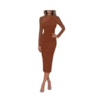 Lazysmile Long Sleeve Mesh Dresses For Women Mock Neck Ruched
