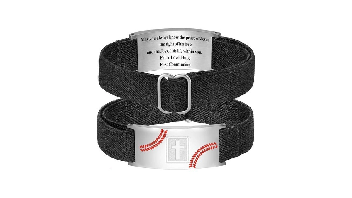 Klifowdy First Communion Gifts-baseball Cross Bracelet For Boys Men,christian Religious