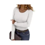 Dokotoo Womens Long Sleeve Crew Neck Tops Spring Fashion Basic
