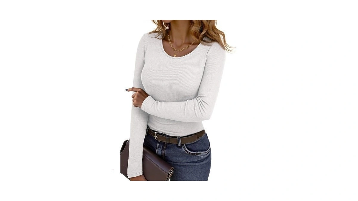 Dokotoo Womens Long Sleeve Crew Neck Tops Spring Fashion Basic
