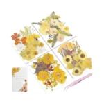 Yuboo 92pcs Yellow Pressed Flowers For Resin, Summer Dried Flower