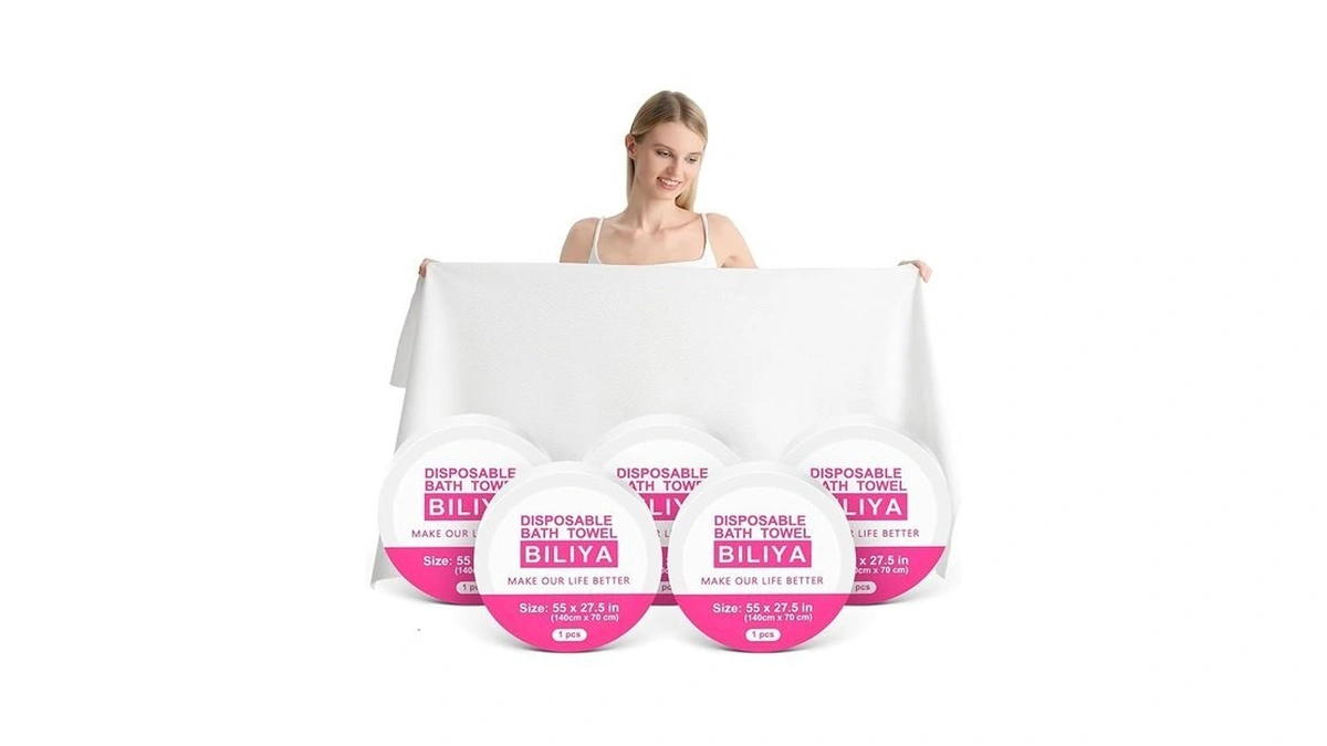 Biliya Reusable Compressed Bath Towels, 5 Pack 55 X 27.5