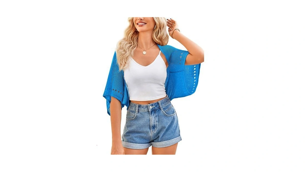 Bb&kk Crochet Shrug For Women Summer Cardigan Bolero Lightweight Batwing