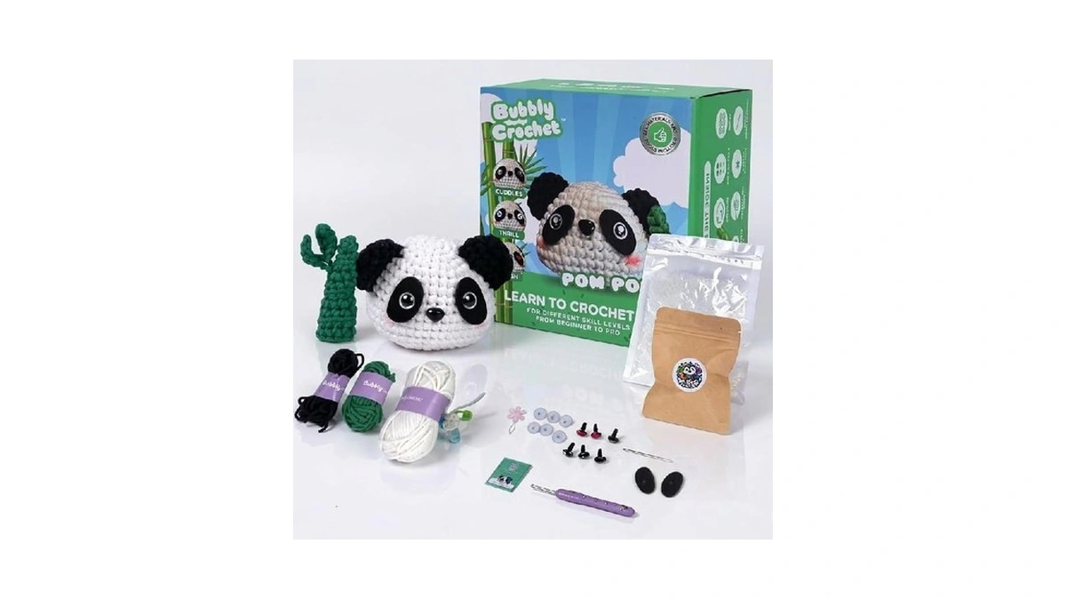 Bubbly Crochet Pom Pom The Panda Beginner Crochet Kit โ