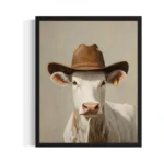 Silly Cow Cowboy Art Print Poster Wall Art, Western Country