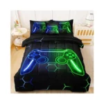 Bertsuca 4 Pcs Gamer Full Bedding Set For Boys, Blue-green
