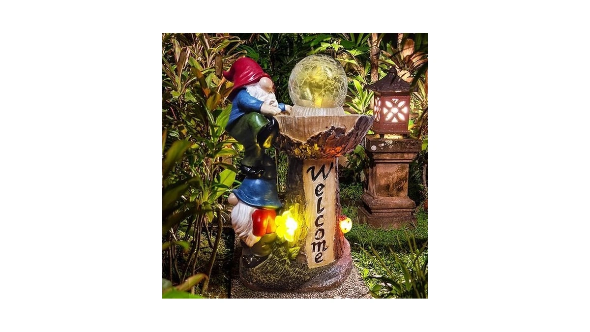 Binqiuu Garden Gnomes Outdoor Statue With Solar Led Lights, Solar