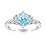 Cijisx Hexagon Birthstone Ring 925 Sterling Silver Wedding Ring Simulated
