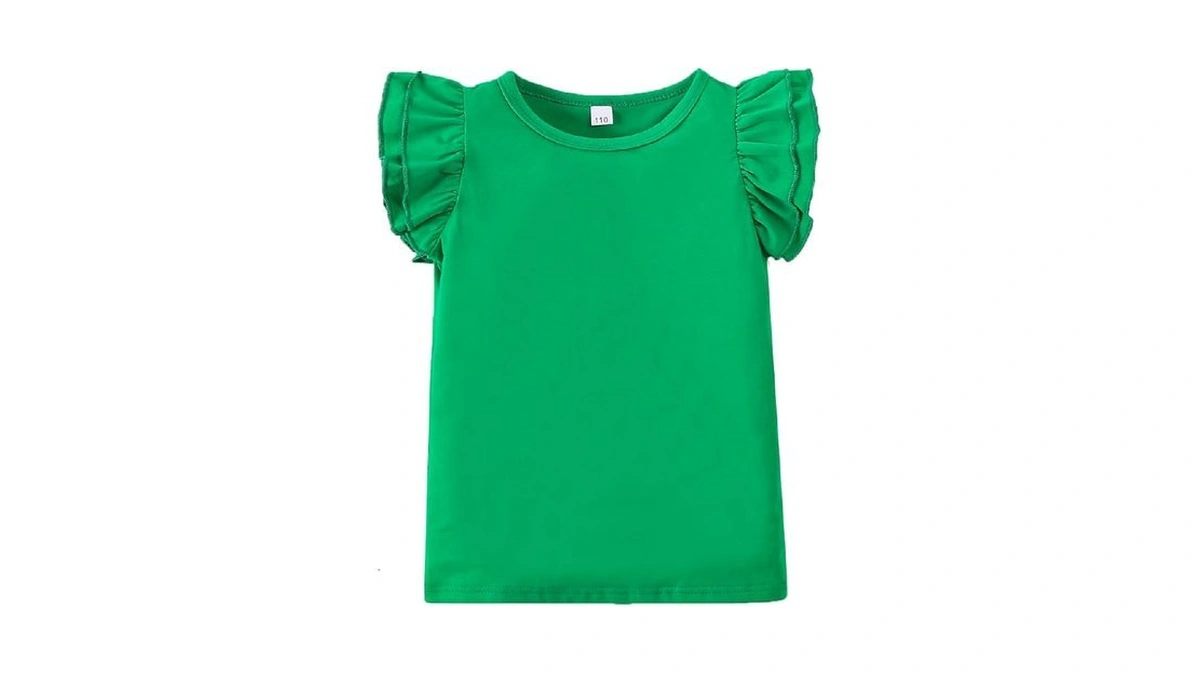 12m-7y Toddler Baby Girls Ruffle Round Neck Blouse Kids Girl