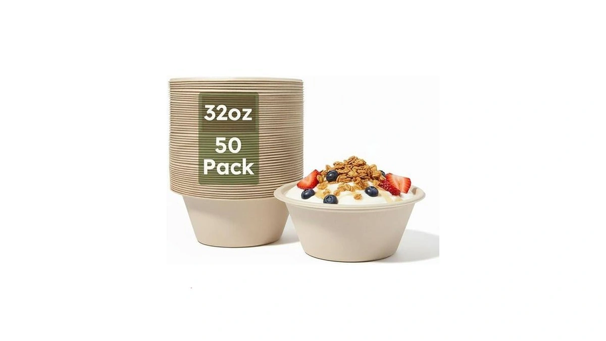 Jytidyra 32 Oz Disposable Paper Bowls, Heavy-duty Compostable Soup Bowls,