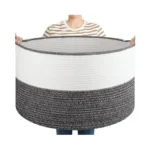 Oiasket Large Blanket Basket With Handles, 22.8" X 22.8" X