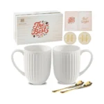 Hasense Coffee Mugs Set Of 2, 20 Oz White Ceramic
