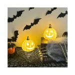 Atusztas 2 Pack Halloween Ceramic Pumpkin Decor, Cute Pumpkin With