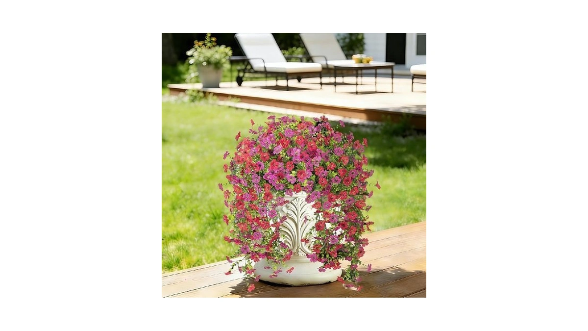 Senjie Artificial Hanging Flowers For Outdoor Spring Decor, 2 Pcs