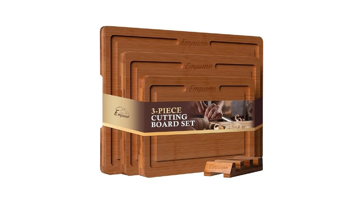 Empune Bamboo Cutting Board Set, Wood Cutting Boards For Kitchen