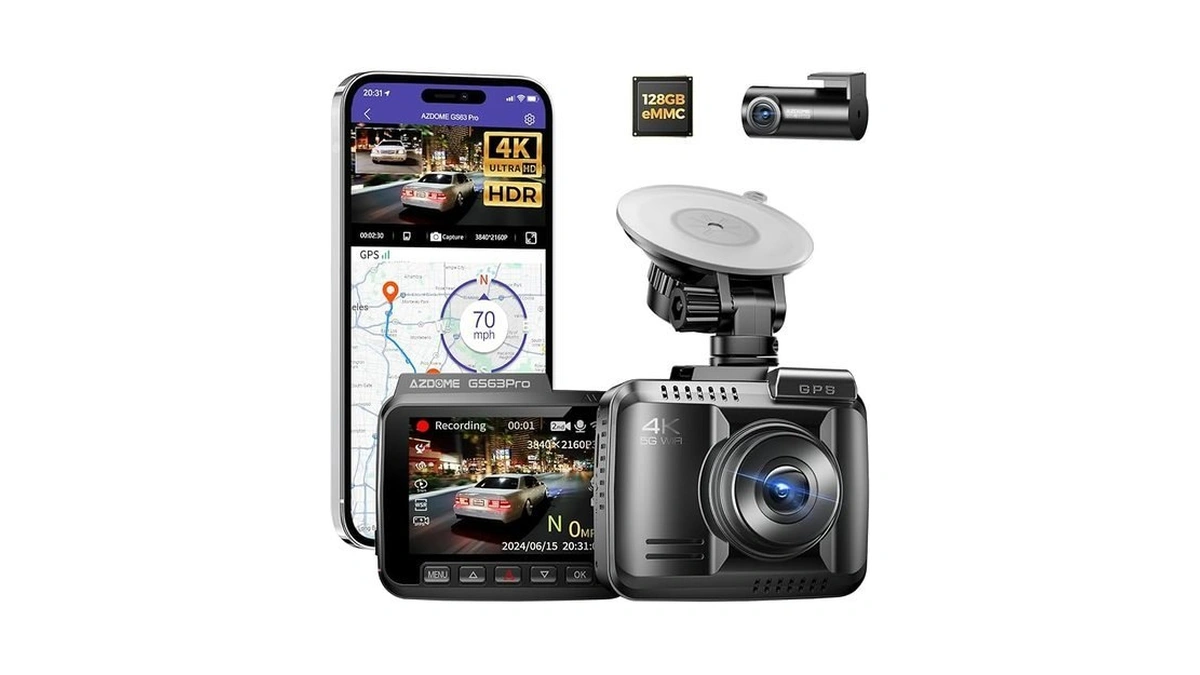 Azdome 4k Hdr Dash Cam With No-light Full-color Night Vision,
