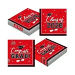 50 Pcs Graduation Napkins Class Of 2026 - Red Congrats