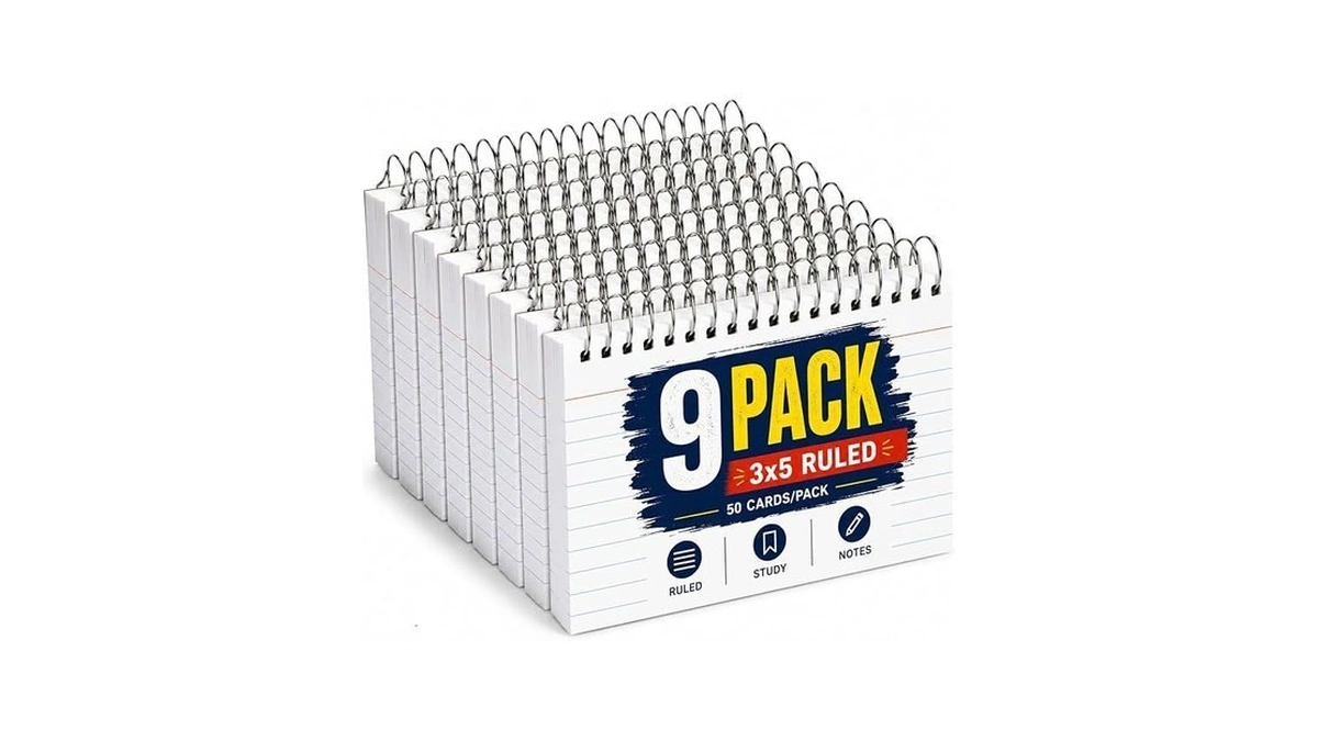 1intheoffice Spiral Bound Index Cards 3x5 Ruled, Wirebound Index Cards,