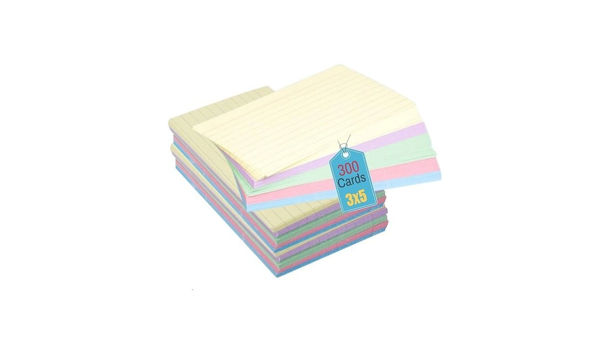 1intheoffice Colored Index Card 3x5, Pastel Index Cards, Ruled Flash