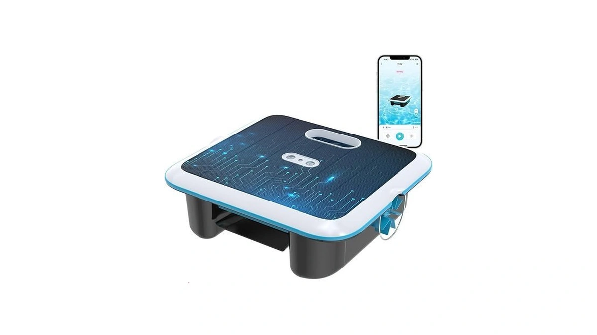 Sk02 Solar Powered Robotic Pool Skimmer With 24/7 Cleaning, App