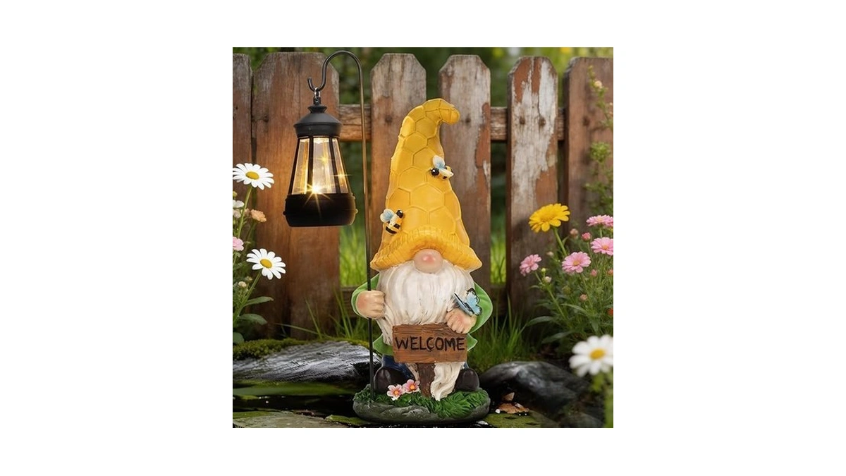 Doyouzhuo8 Solar Garden Gnome Statue With Lantern - Hand-painted Resin