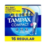 Tampax Compact Pearl Tampons, With Leakguard Braid & Extendable Applicator,